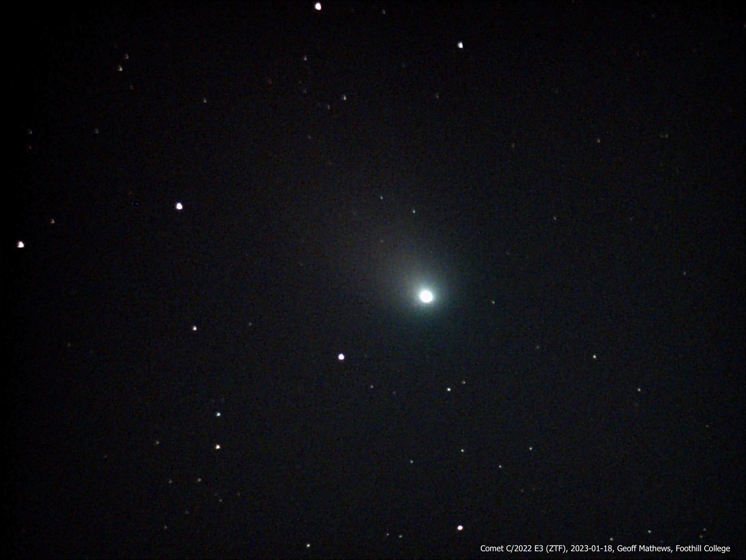 Comet C/2022 E3 (ZTF) Comet C/2022 E3 (ZTF), as seen on the morning of January 18, 2023