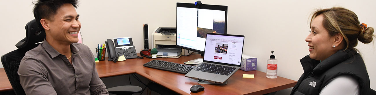 a counselor meeting with a student