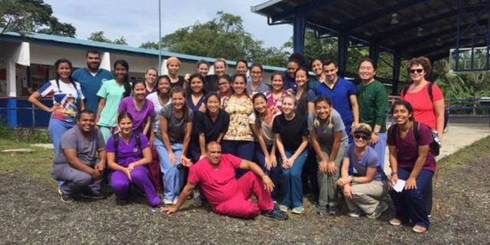 Large group of global bridge students