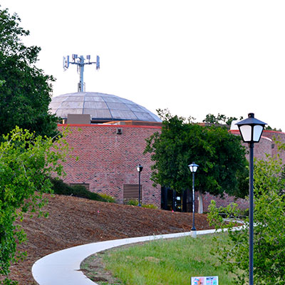 Brick building with white dome