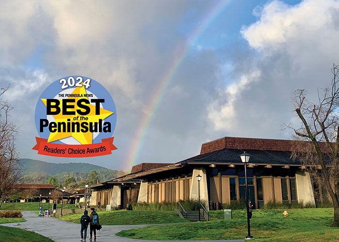 Best of Peninsula emblem set against backdrop of Foothill College landscape