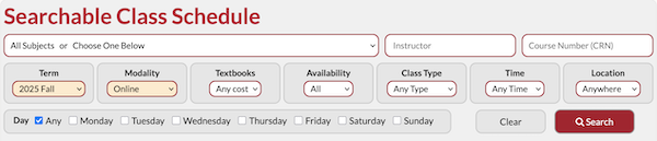 Searchable Class Schedule